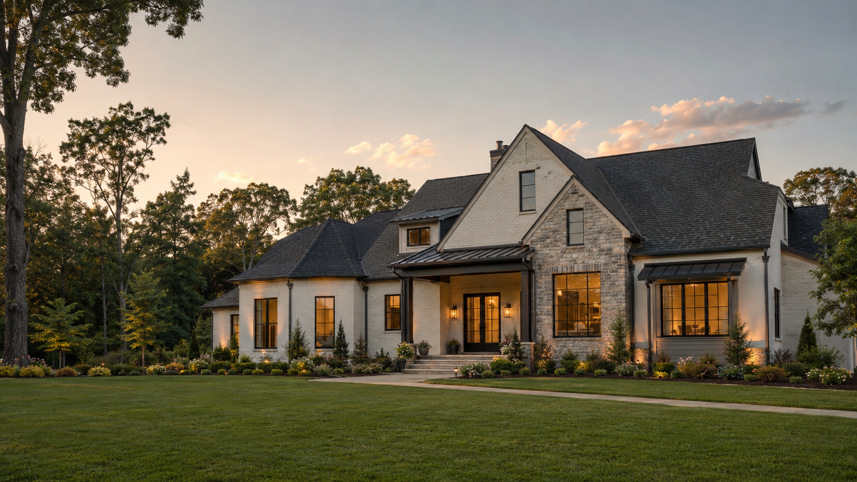 Photorealistic modern-transitional custom home design